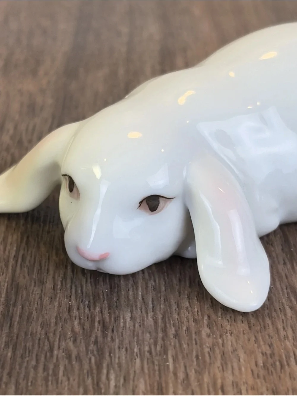(2) Vintage OTAGIRI Japan Porcelain Easter Bunny Rabbits Glaze Figurines